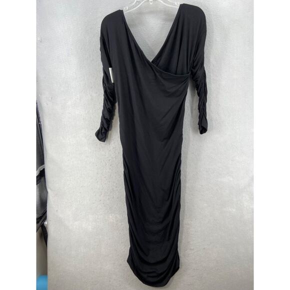 Baum und Pferdgarten Dress Sz Medium Black Ruched Bodycon Midi Jelisa Stretch - Picture 9 of 13